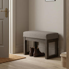 Eden 27 inch Wide Solid Wood Footstool Small Ottoman Bench in Platinum