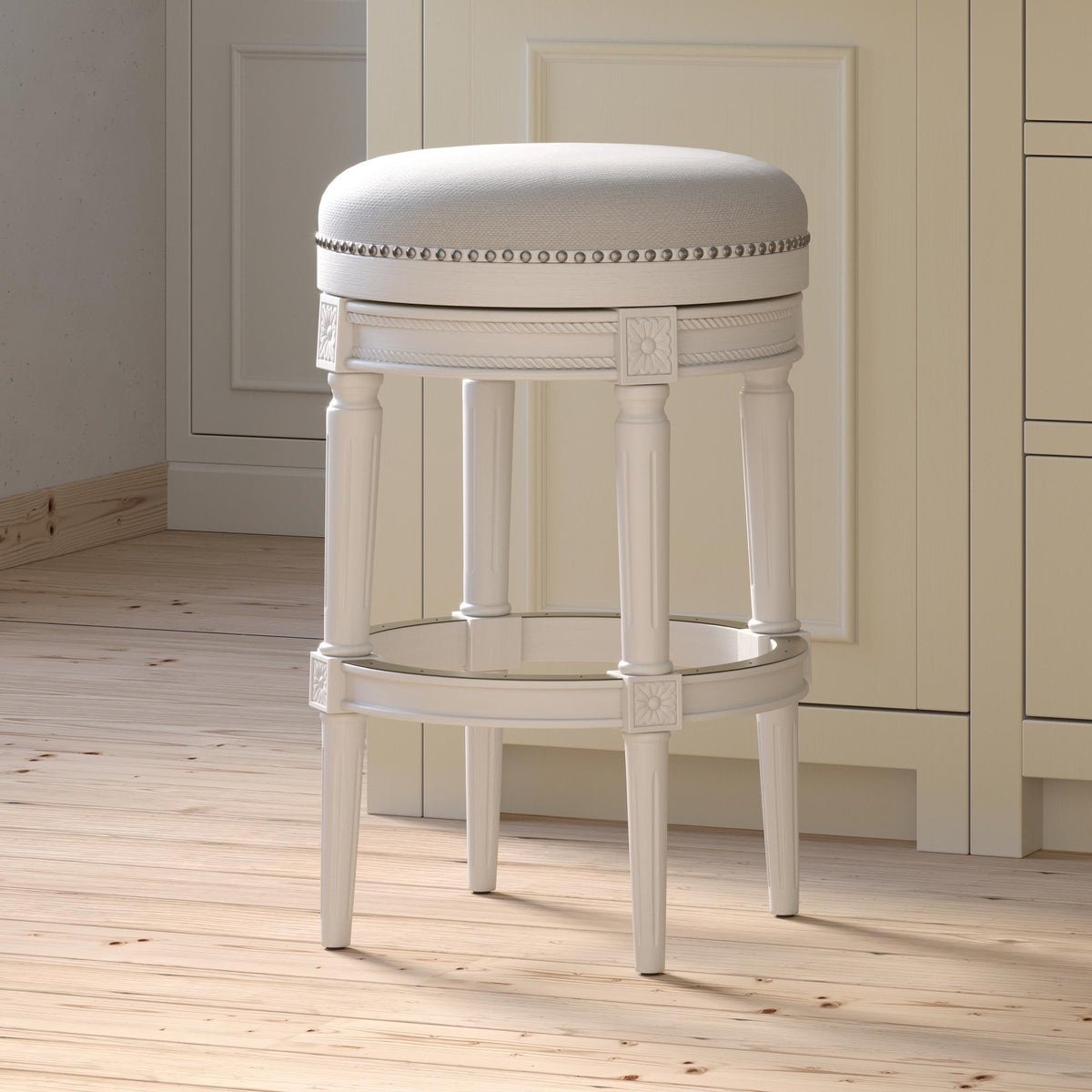 Story Wood Backless Bar-Height Swivel Barstool, 1PC