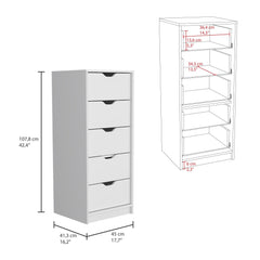 Utopia 5 Drawers Tall Dresser, Pull Out System -White