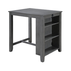 Waltz 36 Inch Counter Height Small Dining Table with Shelves, USB Port, Gray