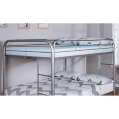 Full Over Full Metal Bunk Bed Contemporary Style With Angled Ladder, Silver