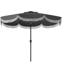9FT Patio Umbrella, UPF 30+ Outdoor Market Umbrella with Crank, 8 Ribs, Push Button Tilt, Vented for Patio Deck Backyard Lawn, Charcoal Gray