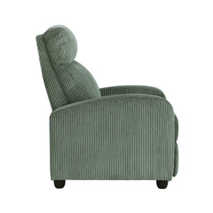 Hecuba Manual Push Back Reclining Chair with Green Ribbed Corduroy