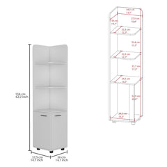 Nova Freestanding Linen Cabinet, 2-Doors, Open Shelves -White