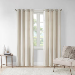 Cassandra Rod Pocket and Back Tab Curtain Panel with Fleece Lining Natural 50x84"