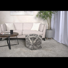 Priam Square Pouf, Black and Beige