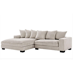 Odysseus Oversized Two-Piece Left Facing Sectional Couches for Living Room, 102.4-Inch L Shaped Sofa with Chaise, Upholstered with Corduroy Fabric, Ivory