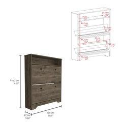 Eternity Shoe Rack, Superior Top, One Open Shelf, Two Extendable Shelves -Dark Brown