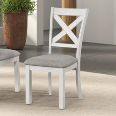 Modern Simple Rustic White Oak 2pc Side Chairs Dining Room Furniture Cross Back Cushion Seat Chair