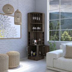 Story Corner Bar Cabinet, Two External Shelves Espresso