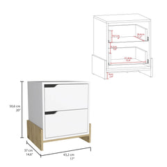 Vertex Nightstand, Bedside Table with 2-Drawers