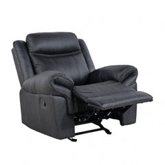 Transitional Style Glider Recliner Contrast Welt Black Finish Faux Leather Material Primary Living Room