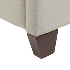 Record Shelter King Platform Bed Frame, Light Beige Linen