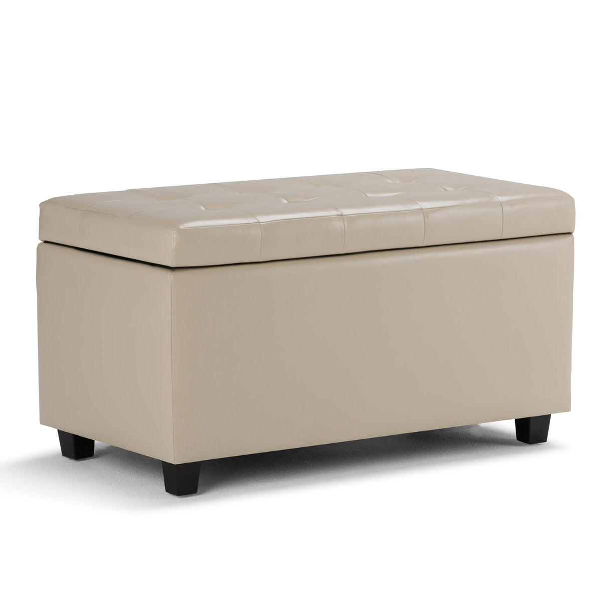 Gallery 34 inch Wide Storage Ottoman in Satin Cream Vegan Leather
