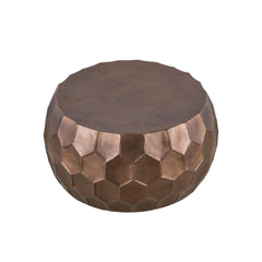 PULSAR Modern Contemporary Round Aluminum material 32" Coffee Table, Farmhouse Table with Glossy Diamond-Patterned Base Copper