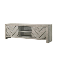 1pc Rustic Geometric Design Contemporary Traditional Interiors Entertainment Console TV Stand Living Room Furniture