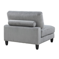 Living Room Furniture Armless Chair Gray Corduroy Upholstery 1pc Armless Chair Soft Cushion Solid Wood Legs