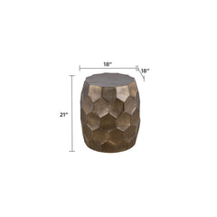 ELYSIUM Modern Contemporary Aluminum material 21" Height End Table, Side Table with Glossy Diamond-Patterned Base Gold