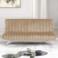 Clytemnestra Sofa Contemporary Style Convert Into Bed With Extra Support Metal Leg Chrome Finish Metal Base Legs Taupe Finish