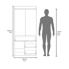 Vista Armoire With Double Doors, Internal Shelves And Hanging Rod, Black
