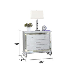 Utopia Modern Style Mirror Framed 3-Drawer Nightstand Made with Wood in Silver
