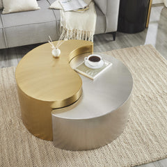 SUMMIT YANG Modern & Contemporary Style Coffee Table Made with Metal Frame in Gold & Silver