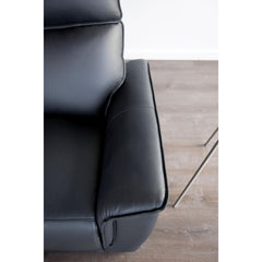 Black Finish Transitional Style Recliner Chair Flared Padded Arms Welt Trim Primary Living Room