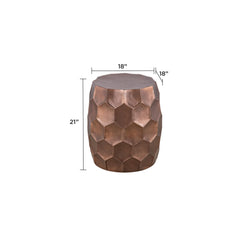 ELYSIUM Modern Contemporary Aluminum material 21" Height End Table, Side Table with Glossy Diamond-Patterned Base Copper