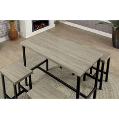 5 Pc Counter Height Table Set Two Tone Design Black Gray Dining Chairs Sturdy Metal Construction PVC Table Top Dining Room Furniture