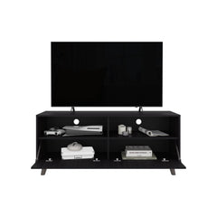 Supernova Tv Stand With 2 Doors And Open Storage Shelves, Modern Entertainment Center, Black