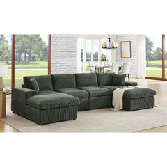 Corduroy Upholstered Symmetrical Modular Sectional