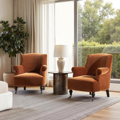 Eden 30" Pleated Sock Arm Accent Armchair, Burnt Orange Performance Velvet