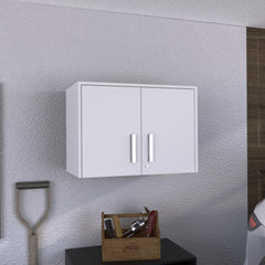 Summit Wall-Mounted Cabinet with Two Doors and Four Internal Storage Shelves, Compact Kitchen or Laundry Room Floating Storage Cabinet