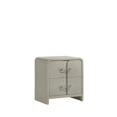 Lyric Modern 2-Drawer Nightstand with Textured Front, Metal handles and Ball Bearing Glide System in Beige