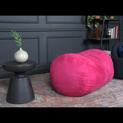 Neptune 4 Foot Cylindrical Suede Bean Bag, Fuchsia