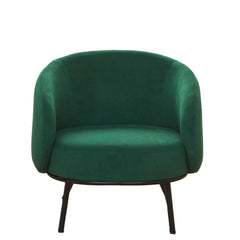 Mid-Century Modern Velvet Accent Chair, Upholstered Barrel Armchair with Metal Legs, Comfy Single Sofa Chair for Living Room Bedroom