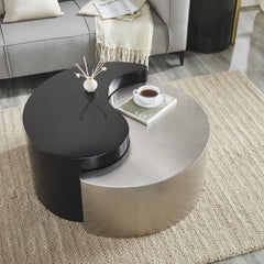 SUMMIT YANG Modern & Contemporary Style Coffee Table Made with Iron Sheet Frame in Black & Silver