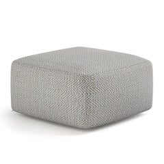 Sanctuary - Square Pouf - Patterned Grey Melange