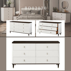 Halo White & Walnut Finish Dresser with Jewerly Tray