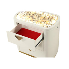 Harmony Pierre Modern Style 3-Drawer Night stand Made with Wood and Gold Accents in Beige