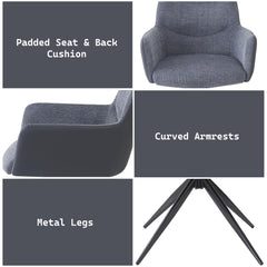 Quasar Gray Fabric Arm Chair (Set of 2)