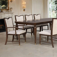 Transitional Style 2pc Side Armless Chair Upholstered Seat And Back Gold Capped Legs Dark Cherry Finish Dining Room