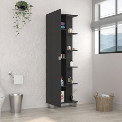 Iphigenia Mirror Linen Cabinet, Four Interior Shelves, Five External Shelves -Black
