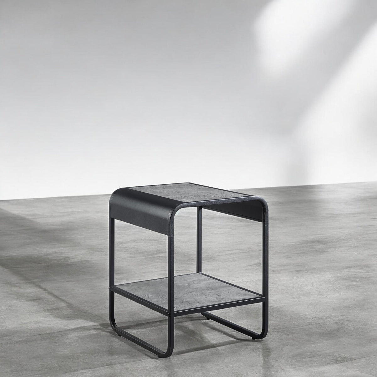 Saga Concrete Gray & Black Finish End Table