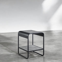 Saga Concrete Gray & Black Finish End Table
