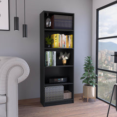 Planet 4-Tier Bookcase with Modern Storage for Books and Decor, Black