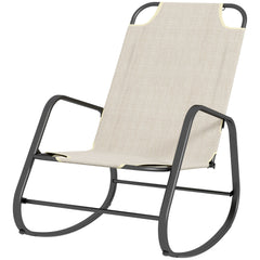 Garden Rocking Chair, Outdoor Indoor Sling Fabric Rocker for Patio, Balcony, Porch, Light Brown