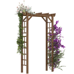 85" Wooden Garden Arbor for Wedding and Ceremony, Outdoor Garden Arch Trellis for Climbing Vines - Carbonized