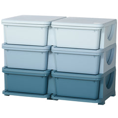 Qaba 3 Tier Kids Storage Unit, Toy Organizers and Storage with 6 Drawer Chest for Kids Bedroom Nursery Kindergarten Living Room for Boys Girls Toddlers, Blue