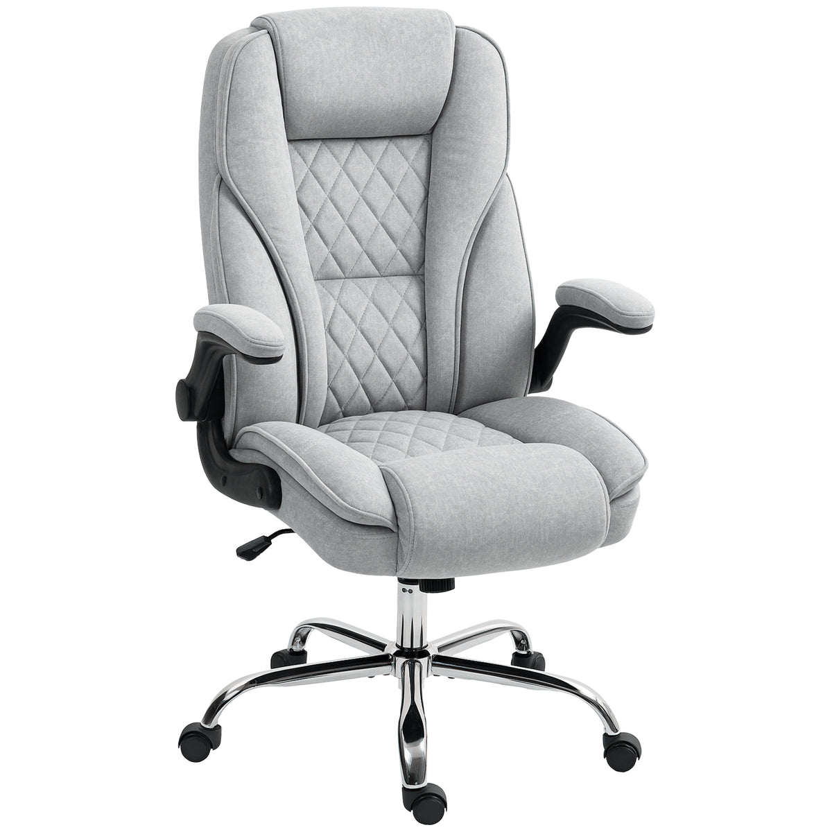 Executive Office Chair, Desk Chair with Flip-up Armrest, Diamond Fabric Computer Chair for Home Office, Gray